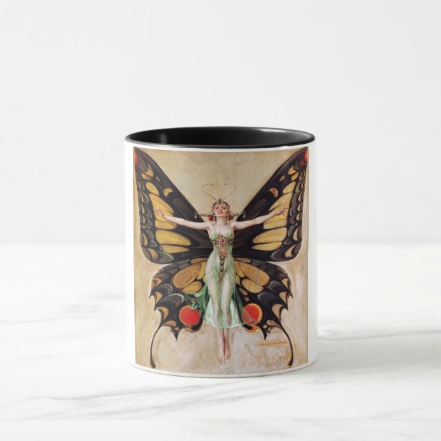 The Flapper Girl's Metamorphosis to Butterfly 1922 Mug (Center)