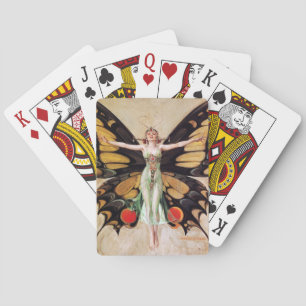 The Flapper Girl's Metamorphosis to Butterfly 1922 Playing Cards