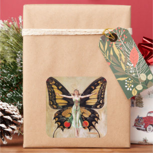 The Flapper Girl's Metamorphosis to Butterfly 1922 Square Sticker