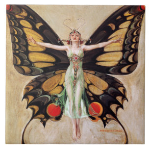 The Flapper Girl's Metamorphosis to Butterfly 1922 Tile