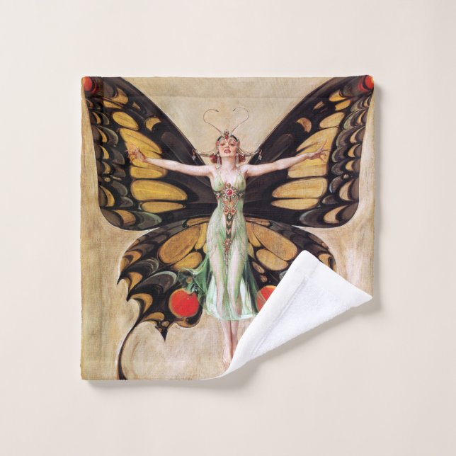 The Flapper Girl's Metamorphosis to Butterfly 1922 Wash Cloth (Wash Cloth)