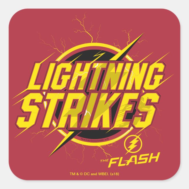 The Flash | "Lightning Strikes" Graphic Square Sticker (Front)