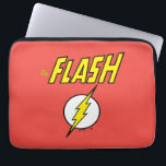 The Flash Name & Lightning Bolt Logo Laptop Sleeve<br><div class="desc">Check out this iconic logo for The Flash, featuring his name in telescopic speed style over the bright yellow lightning bolt in circle icon!</div>