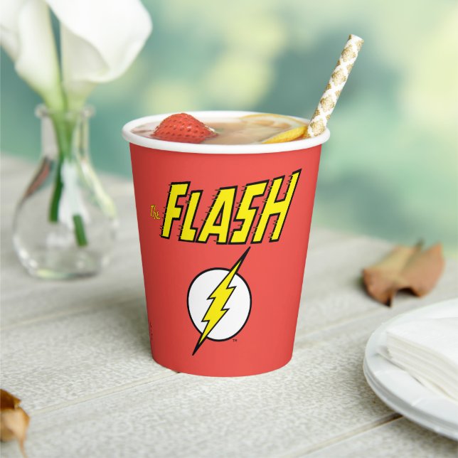 The Flash Name & Lightning Bolt Logo Paper Cups (Insitu)