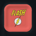 The Flash Name & Lightning Bolt Logo Paper Plate<br><div class="desc">Check out this iconic logo for The Flash,  featuring his name in telescopic speed style over the bright yellow lightning bolt in circle icon!</div>