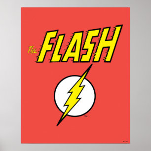 The Flash Name & Lightning Bolt Logo Poster