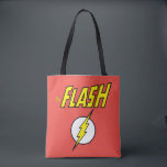 The Flash Name & Lightning Bolt Logo Tote Bag<br><div class="desc">Check out this iconic logo for The Flash,  featuring his name in telescopic speed style over the bright yellow lightning bolt in circle icon!</div>