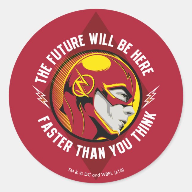 The Flash | "The Future Will Be Here" Classic Round Sticker (Front)