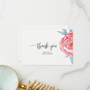 The Flat Thank You Bridal Shower Card Peonies