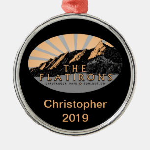 The Flatirons, Chautauqua Park, Boulder Colorado Metal Tree Decoration