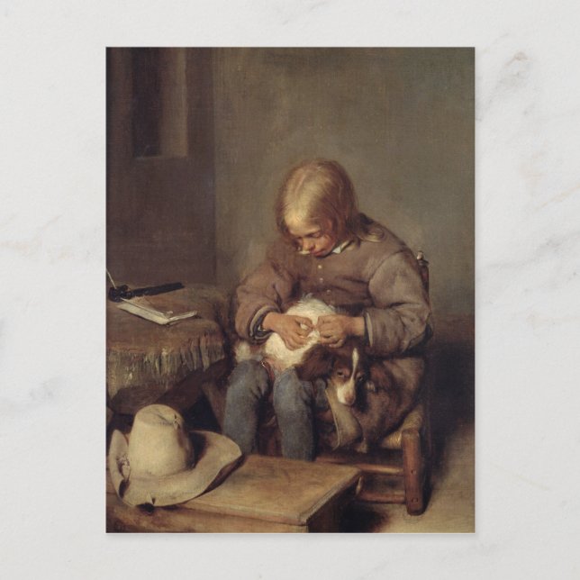 The Flea-Catcher  c.1655 Postcard (Front)