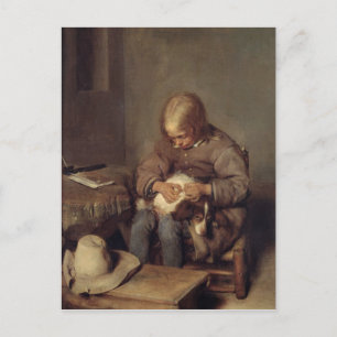 The Flea-Catcher  c.1655 Postcard