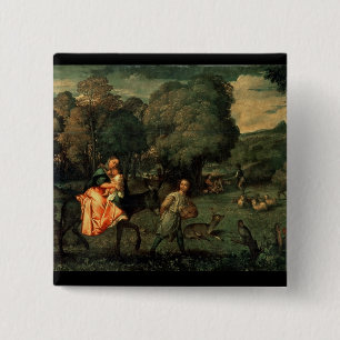 The Flight into Egypt, 1500s 15 Cm Square Badge