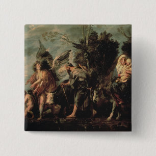 The Flight into Egypt, 17th century 15 Cm Square Badge