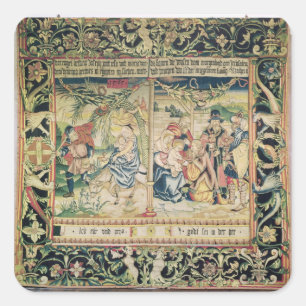 The Flight into Egypt and the Adoration of Square Sticker