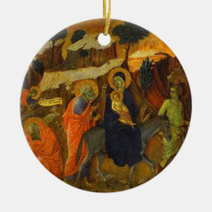 The Flight Into Egypt by Duccio Fine Art Ceramic Tree Decoration