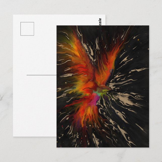 The Flight of the Phoenix – Fiery Abstract Rebirth Postcard (Front/Back)