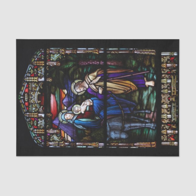 The Flight to Egypt Stained Glass Christmas Tissue Paper (Front)