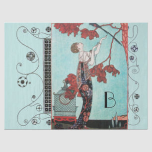 THE FLIGHTY BIRD ,BEAUTY FASHION DESIGNER MONOGRAM TISSUE PAPER