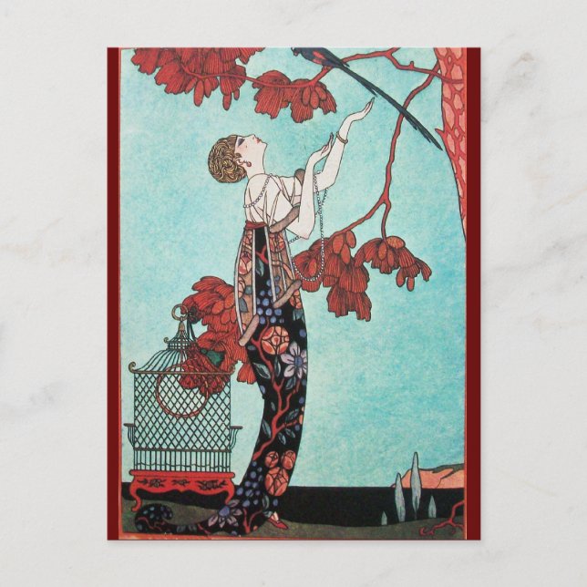 THE FLIGHTY BIRD ,BEAUTY FASHION DESIGNER POSTCARD (Front)