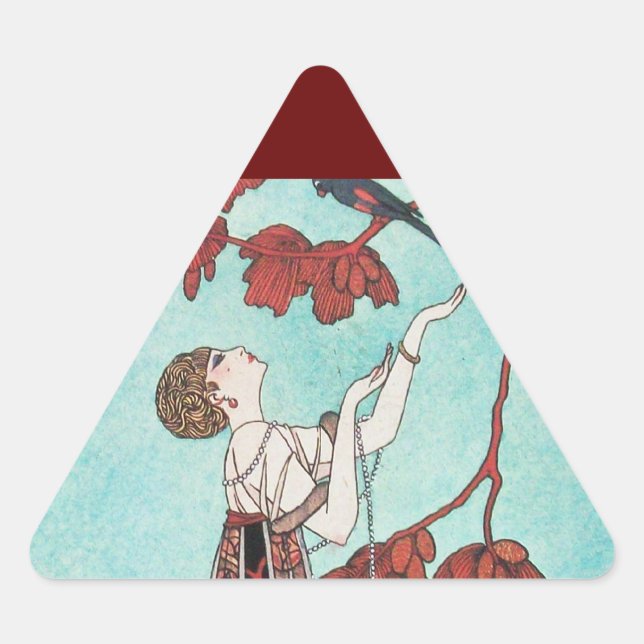 THE FLIGHTY BIRD ,BEAUTY FASHION DESIGNER TRIANGLE STICKER (Front)