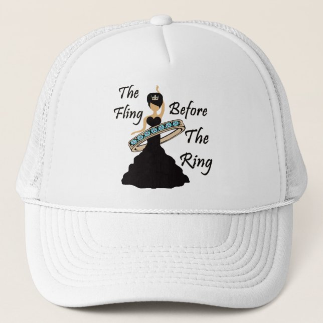 The Fling Before The Ring White Background Trucker Hat (Front)