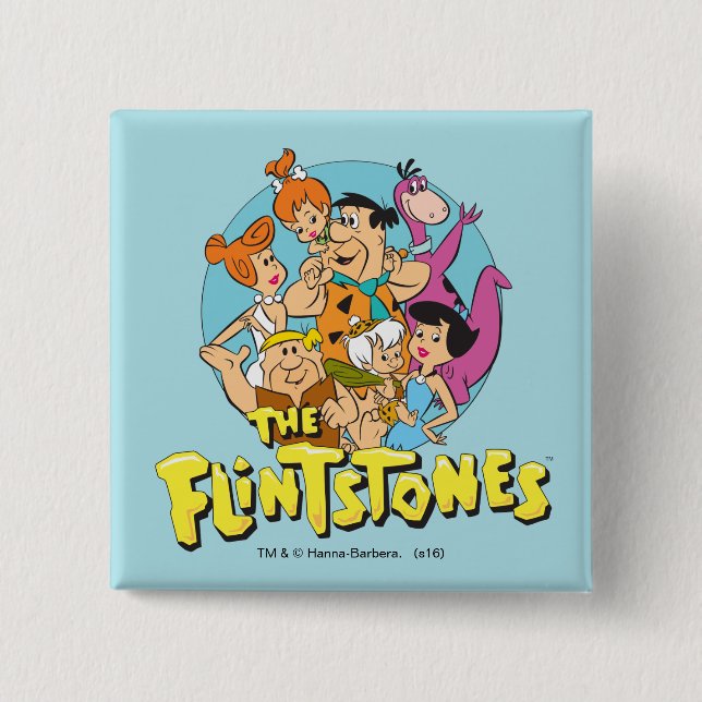 The Flintstones and Rubbles Family Graphic 15 Cm Square Badge (Front)