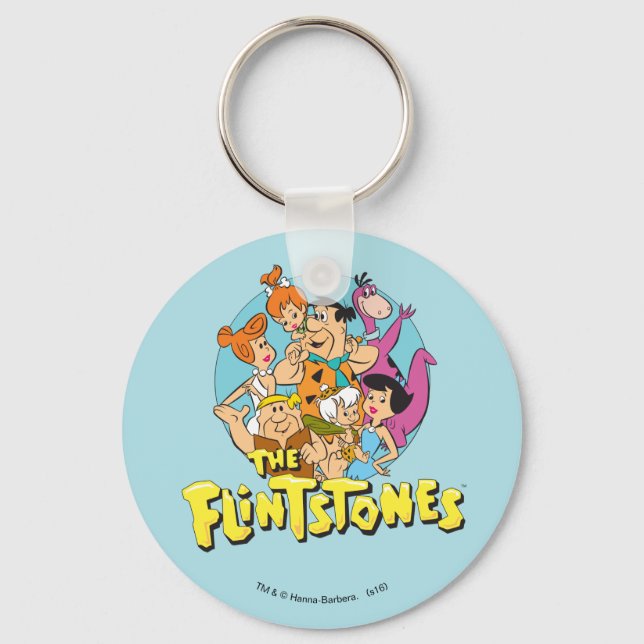 The Flintstones and Rubbles Family Graphic Key Ring (Front)