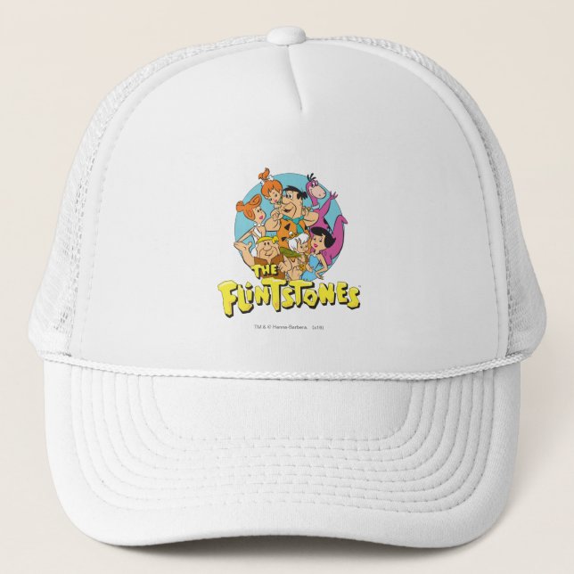 The Flintstones and Rubbles Family Graphic Trucker Hat (Front)