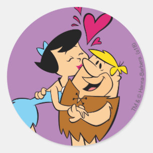 The Flintstones   Betty Kissing Barney Classic Round Sticker
