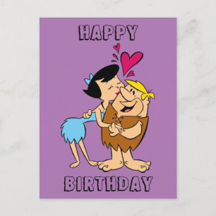 The Flintstones Betty Kissing Barney Postcard