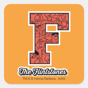 The Flintstones   Collegiate Style Monogram Square Sticker