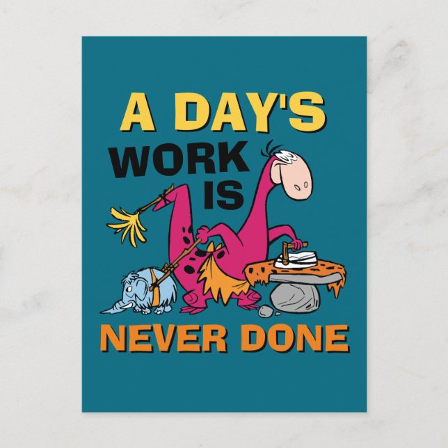 The Flintstones | Dino Cleaning House Invitation Postcard (Front)