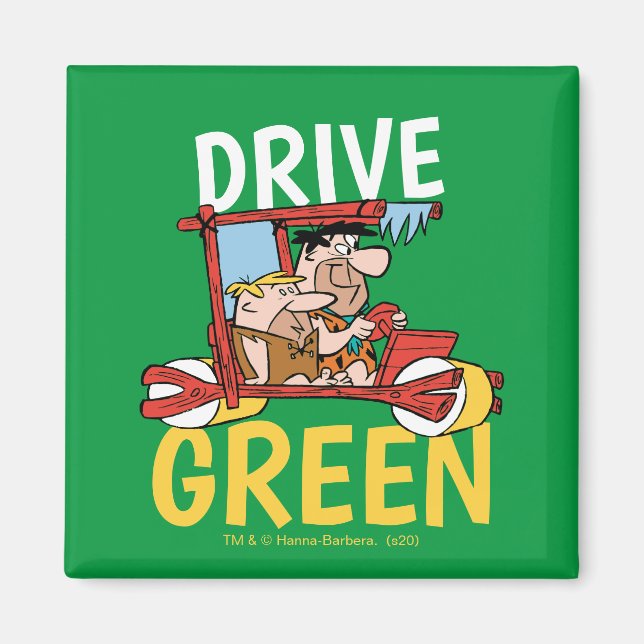 The Flintstones | Fred & Barney - Drive Green Magnet (Front)