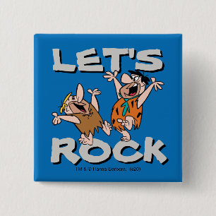 The Flintstones Fred & Barney - Let's Rock 15 Cm Square Badge