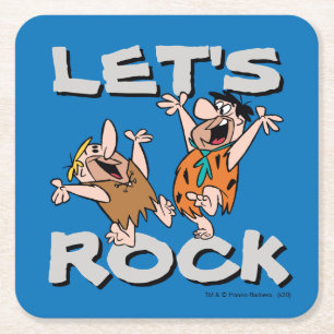 The Flintstones   Fred & Barney - Let's Rock Square Paper Coaster