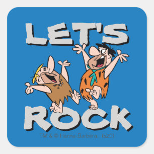 The Flintstones   Fred & Barney - Let's Rock Square Sticker