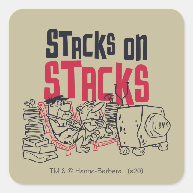 The Flintstones | Fred & Barney - Stacks on Stacks Square Sticker (Front)