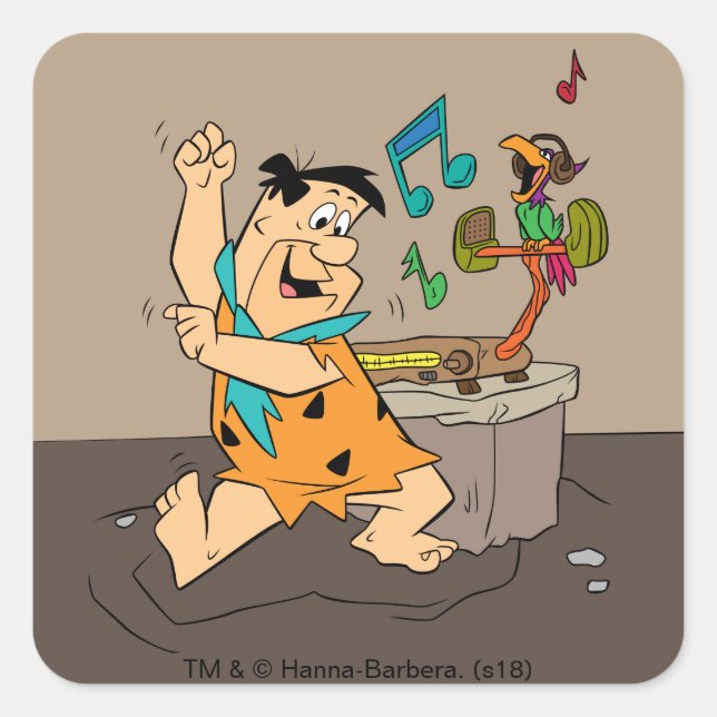 The Flintstones | Fred Flintstone Dancing Square Sticker (Front)