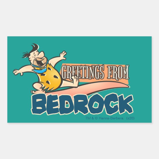 The Flintstones | Fred - Greetings From Bedrock Rectangular Sticker (Front)