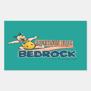 The Flintstones   Fred - Greetings From Bedrock Rectangular Sticker