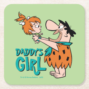 The Flintstones   Fred & Pebbles - Daddy's Girl Square Paper Coaster