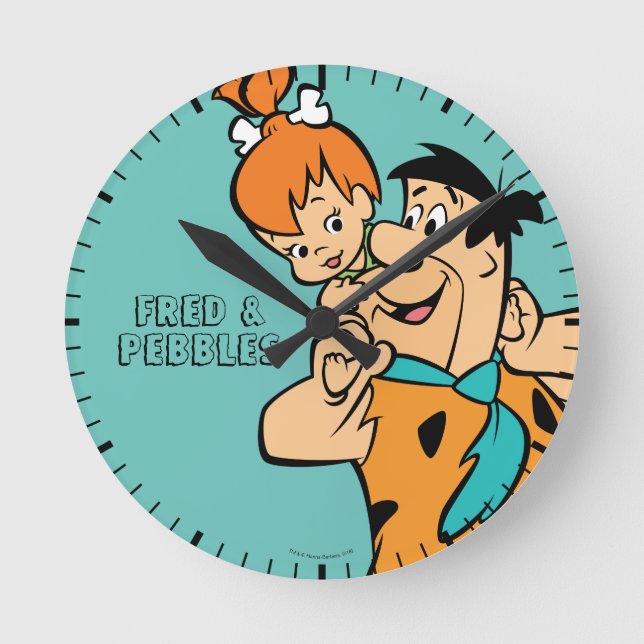 The Flintstones | Fred & Pebbles Flintstone Round Clock (Front)