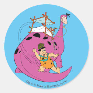 The Flintstones   Fred Sliding Down Tail Classic Round Sticker