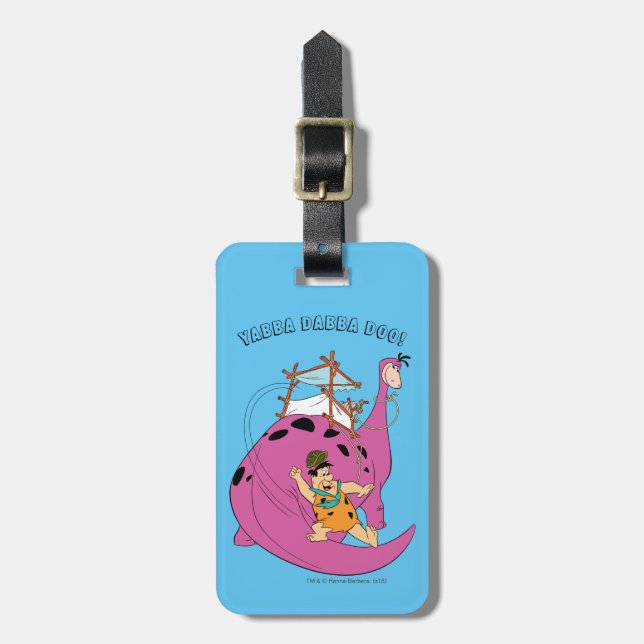 The Flintstones | Fred Sliding Down Tail Luggage Tag (Front Vertical)