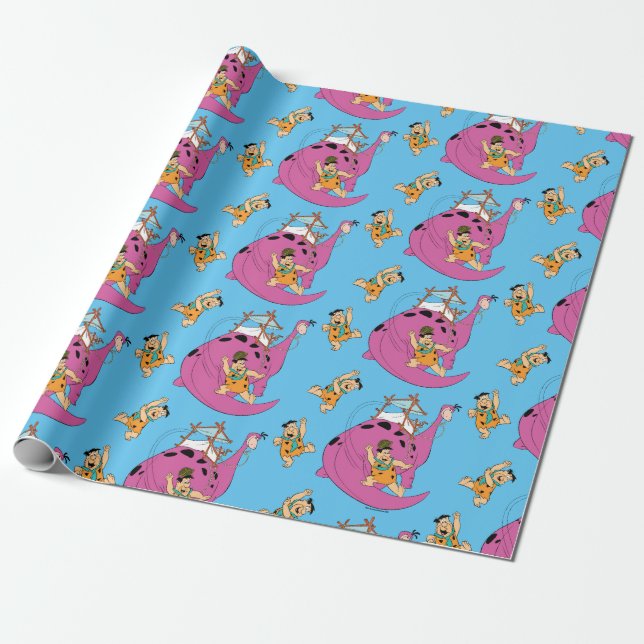 The Flintstones | Fred Sliding Down Tail Wrapping Paper (Unrolled)