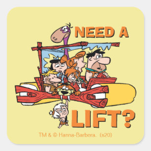 The Flintstones   Need A Lift? Square Sticker