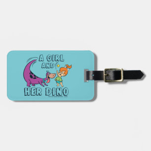 The Flintstones Pebbles & Dino Play Ball Luggage Tag
