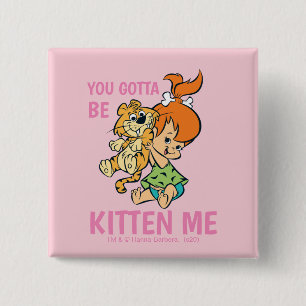 The Flintstones   Pebbles & Her Tiger 15 Cm Square Badge