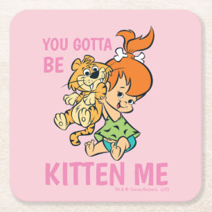 The Flintstones   Pebbles & Her Tiger Square Paper Coaster